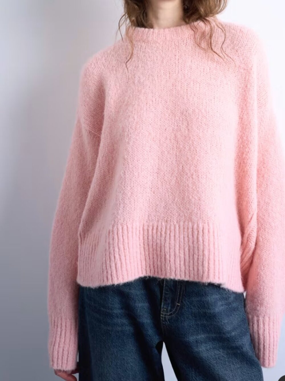 pink crewneck sweater, xs | topshop k